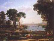 Claude Lorrain Landscape with Isaac and Rebecka brollop oil painting on canvas